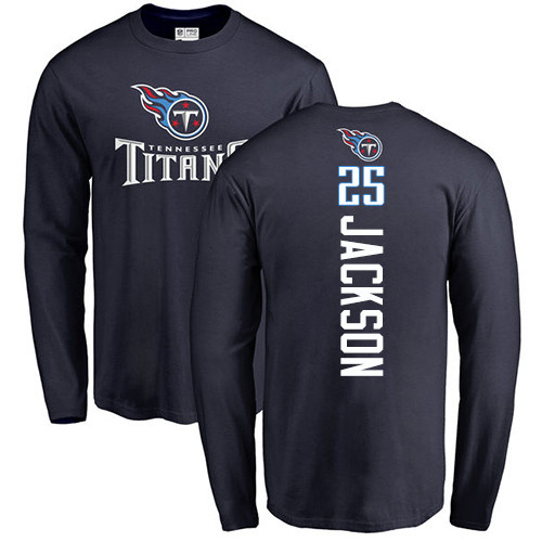 Tennessee Titans Men Navy Blue Adoree  Jackson Backer NFL Football #25 Long Sleeve T Shirt->nfl t-shirts->Sports Accessory